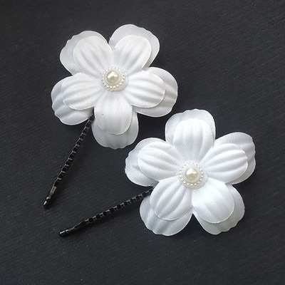 小白花殡葬用品头花新款高档手工白色头花带发夹卡子丧事白事用品