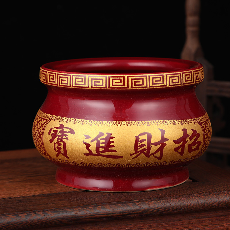 陶瓷香炉双面招财进宝炉金玉满堂