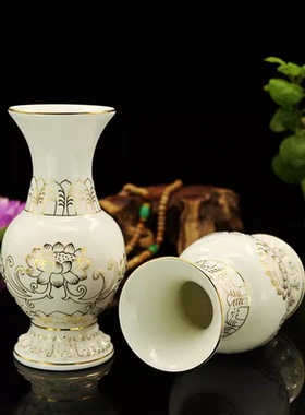 国顺陶瓷浮雕插花瓶佛具