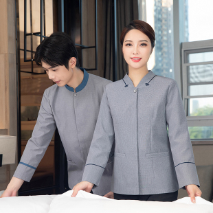 清洁服印 套装 酒店保洁员阿姨工作服男女秋冬商场客房物业大码 长袖