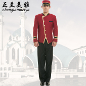 饭店迎宾男服务员制服长袖 酒店门童套装 秋冬款 礼仪乐队工作服装