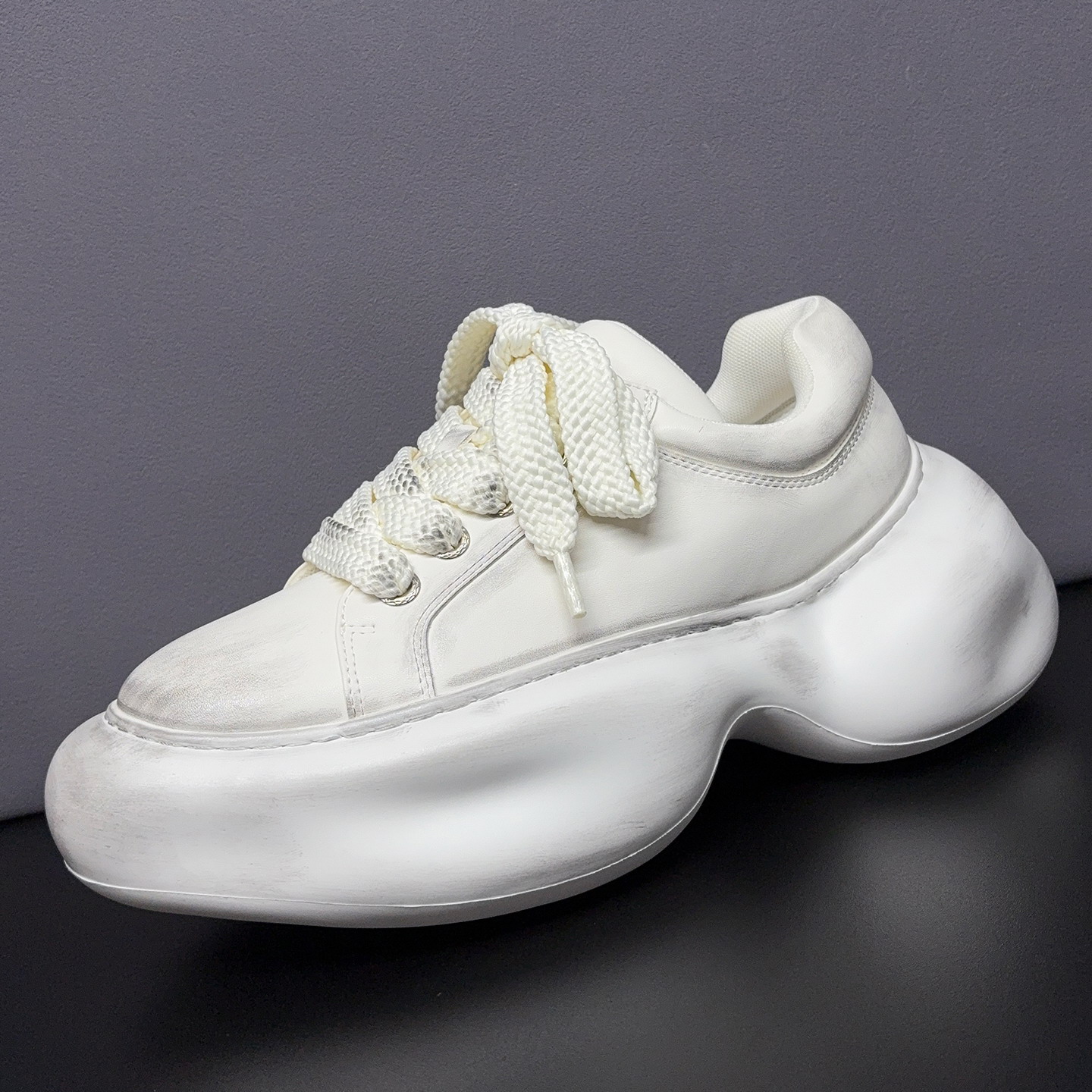 擦色做旧小白鞋厚底男鞋