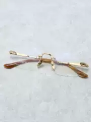 Celebrity-Inspired Pure Titanium Chrome Handmade Vintage Ultra-Light Rimless Eyeglass Frame for Myopia with Photochromic Lenses, Unisex