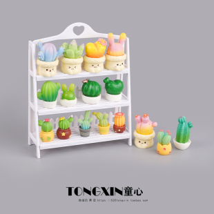 好看仿真迷你花架多肉仙人掌盆栽展示架娃娃屋过家家儿童玩具摆件