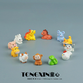 卡通十二生肖迷你可爱公仔动物模型摆件儿童玩具桌面书房装 饰玩偶