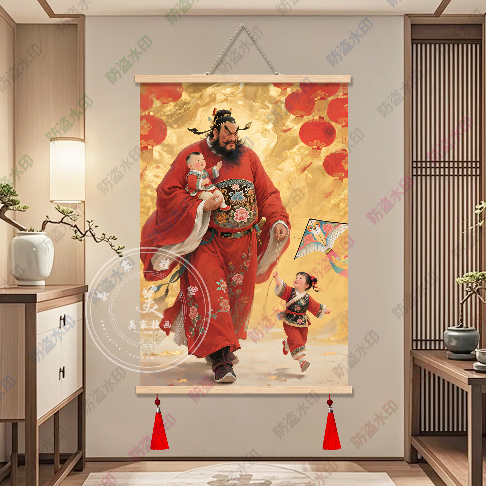 钟馗护子图秦画像装饰画