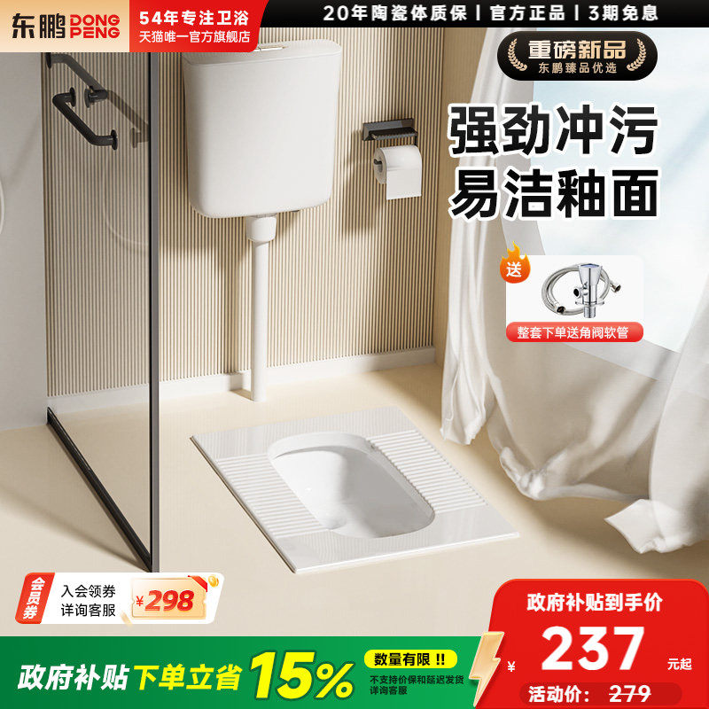 东鹏蹲便器整套超薄蹲坑蹲厕便池冲水箱蹬便盆家用大便厕所卫生间