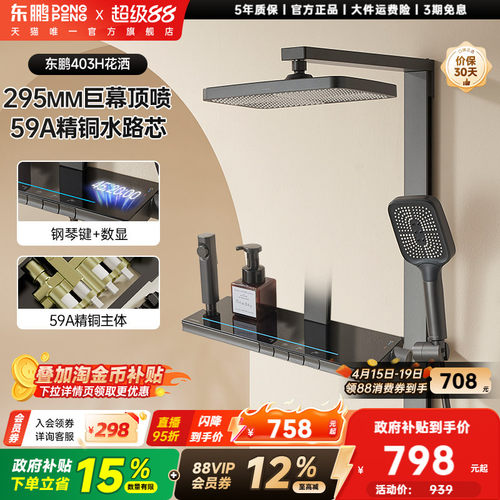 东鹏全铜腰背喷淋浴花洒套装