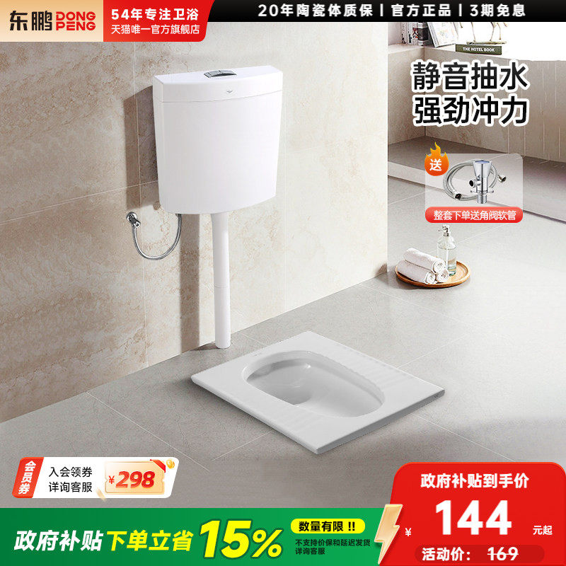 东鹏蹲便器蹲坑蹲蹲便器冲水箱家用蹲厕卫生间厕所蹲便器水箱整套