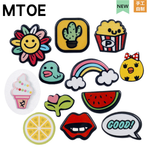 MTOE ins字母牌洞洞鞋配饰diy菠萝西瓜鞋带扣扑西鞋花备注b3-2