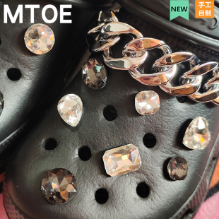 扣爱心水滴配件鞋 MTOE 方圆水钻Crocs洞洞鞋 配饰diy鞋 带扣b02 花鞋