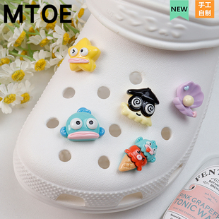 花备注native3 MTOE 带扣浦西鞋 配饰diy鞋 香肠嘴小鱼crcs洞洞鞋