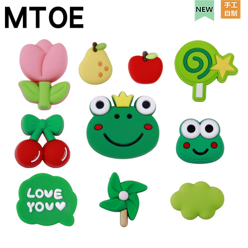 MTOE 夏日小青蛙洞洞鞋配饰diy鞋带扣浦西大孔鞋花nativ小孔装饰
