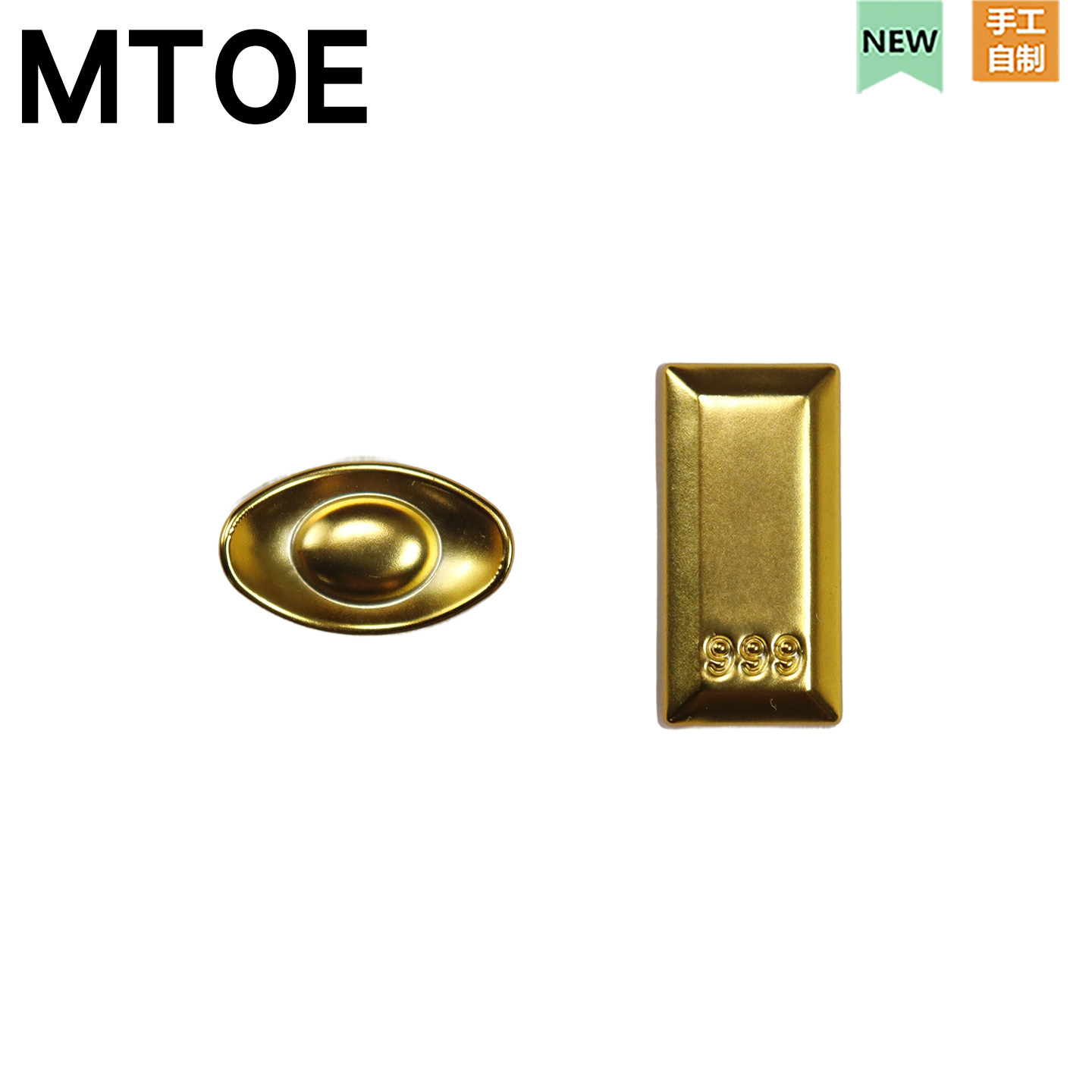 MTOE 金条元宝999洞洞鞋配饰diy仿真鞋花装饰扣12mm底扣个性创意