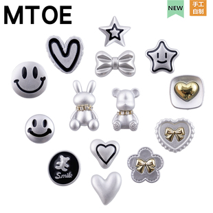 MTOE 水钻熊兔洞洞鞋配饰diy银色配件鞋带扣浦西native鞋花备注Y1