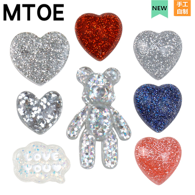 闪片爱心熊洞洞鞋配饰diy鞋带扣
