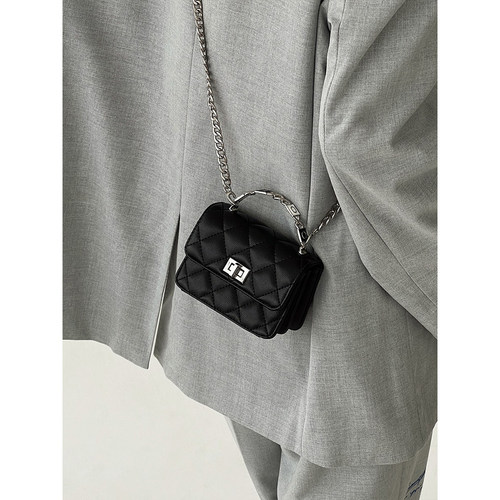 DOUBLE.R小瑞靓包菱格链条迷你包