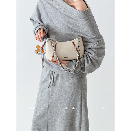 DOUBLE.R小瑞靓包简约撞色斜挎包