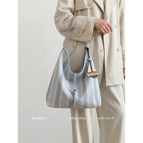 DOUBLE.R小瑞靓包条纹通勤单肩包