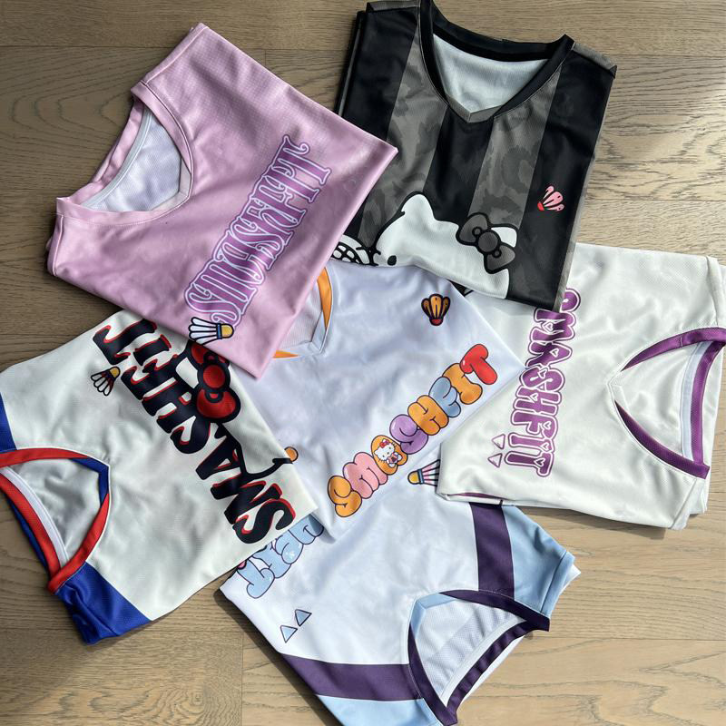 hellokitty联名透气速干羽毛球服女生运动短袖T恤收腰显瘦训练服