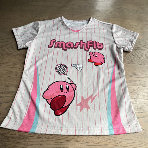 星之卡比短袖羽毛球服女生速干t恤收腰显瘦羽毛球衣运动训练上装