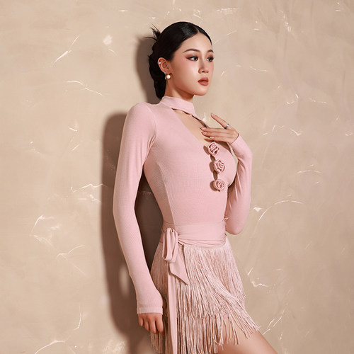 DANCEBABY花朵装饰拉丁舞连体衣