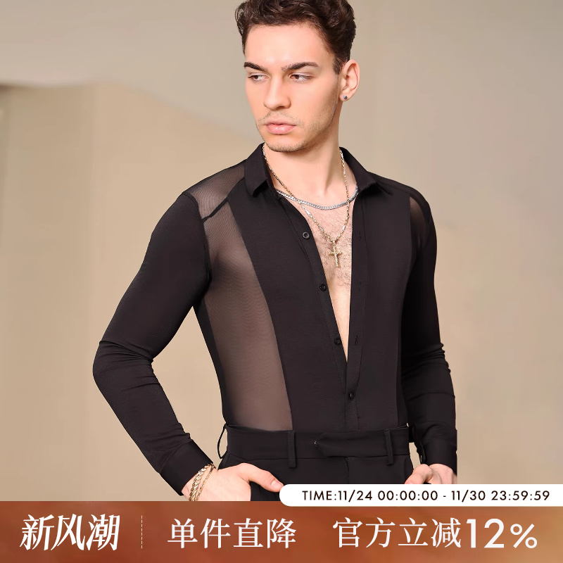 拉丁舞服男士舞服练功服