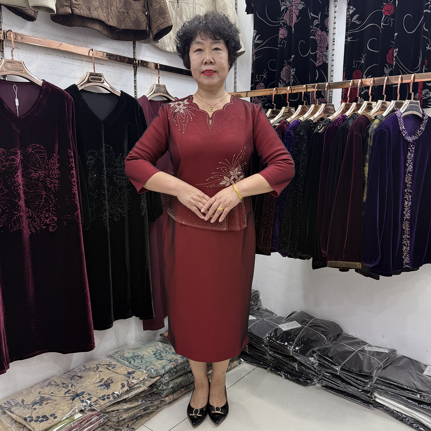 【喜婆婆】十一结婚妈妈礼服女小个子2025高级感大码连衣裙婚宴装