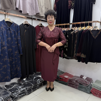 【喜婆婆】十月结婚妈妈秋冬红色婚礼连衣裙女高端礼服平时可穿新