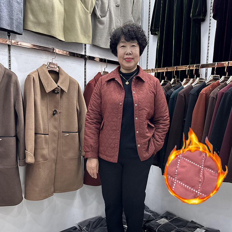 2024年冬装妈妈休闲格子风衣外套女短款40岁50小个子风衣夹克加棉,女装/女士精品,中老年女装,淘宝优惠券,粉丝福利购,淘宝优惠卷