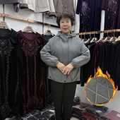 中年妈妈冬季 格子休闲连帽棉衣外套女小个子宽松棉袄短款 夹克保暖