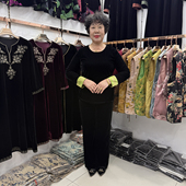 新款 丝绒拼色t恤衫 女40 中年妈妈秋季 50岁休闲时尚 内搭显瘦两件套