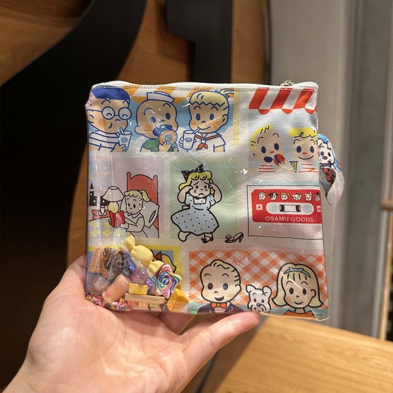 新款可爱小女孩卡通印花流沙口红包零钱钥匙一字型拉链收纳小包