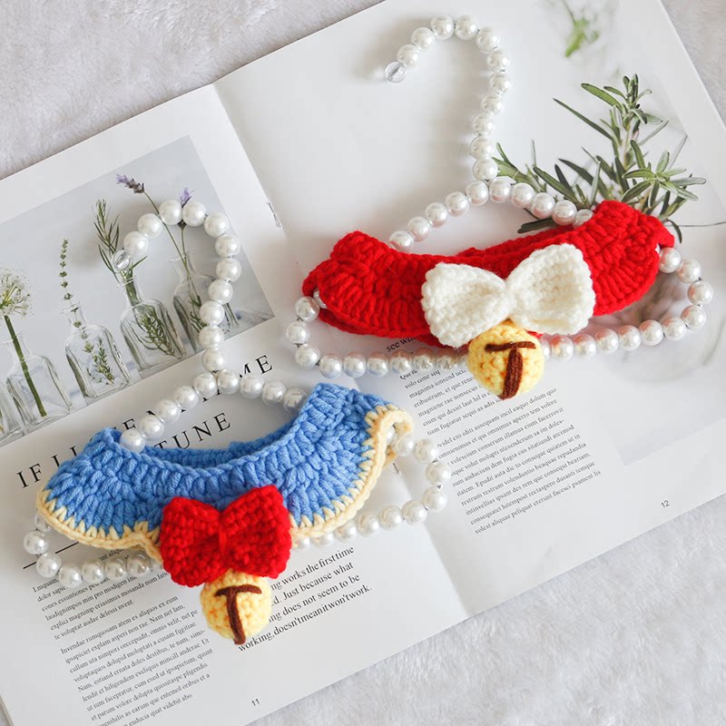 猫咪项圈狗狗围巾毛线手工编织围嘴小型犬幼猫脖子饰品宠物围脖