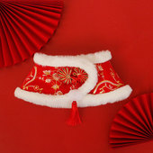猫咪披风宠物新年刺绣贵妃披肩春节拜年衣服狗狗围巾保暖颈圈拍照