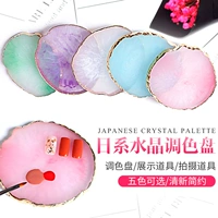 Bảng màu móng tay Nhật Bản Crystal Agate Đá Stained Glass Color Palette Nhựa Gold Side Smudge Tool Display Tấm - Công cụ Nail máy dũa móng tay cho bé