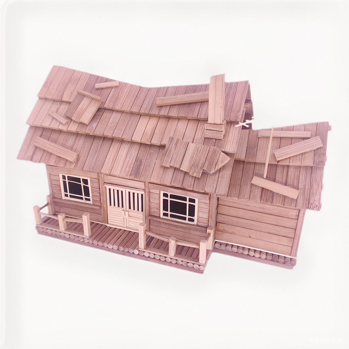 DIY创意手工制作业水族造景光头强木屋模型竹签艺工具材料包套装