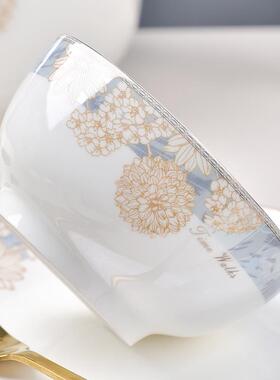 鸿达陶瓷碗家用吃饭时光漫步新款陶瓷碗家用金边高颜值简约陶瓷碗