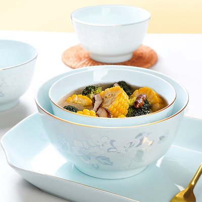 玉珑新款闭月羞花系列釉下彩陶瓷家用5.5英寸大号饭碗乔迁礼物