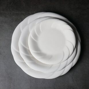 白瓷系列异型圣火盘特色盘西餐菜盘汤盘凉菜盘厚边个性圆面浅盘
