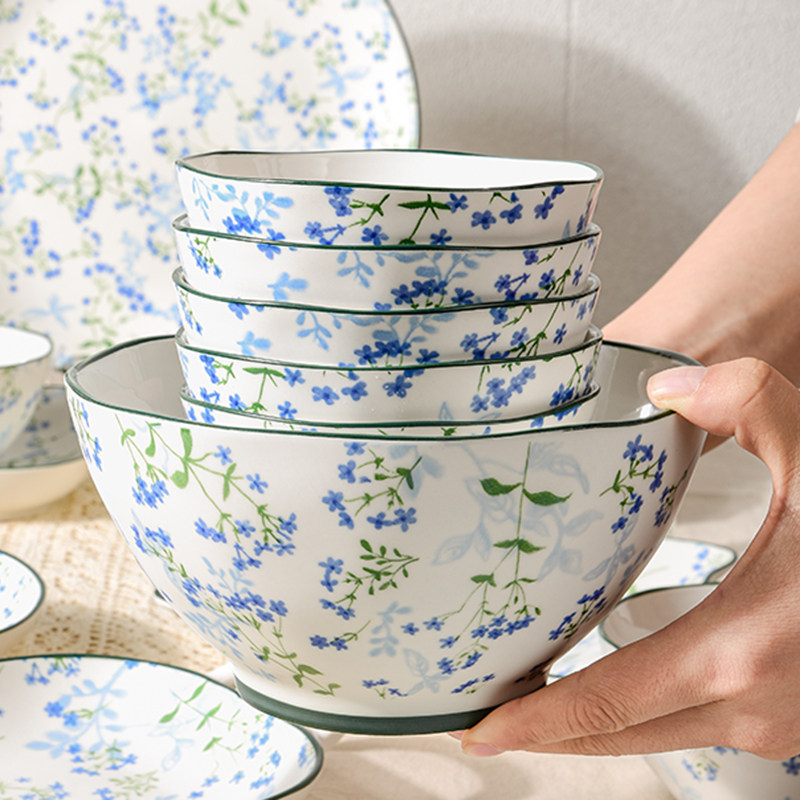 小清新款式薰衣草碎花陶瓷碗沙拉碗拉面碗套装组合提升幸福感餐具,餐饮具,碗,淘宝优惠券,粉丝福利购,淘宝优惠卷