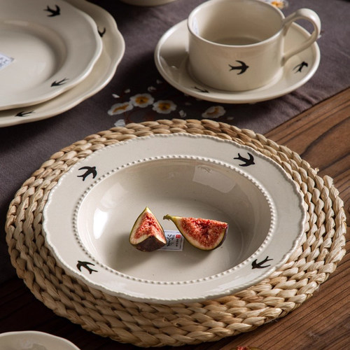 枫泓新燕系列高颜值釉下彩家用复古陶瓷碗碟套装轻奢陶瓷餐具