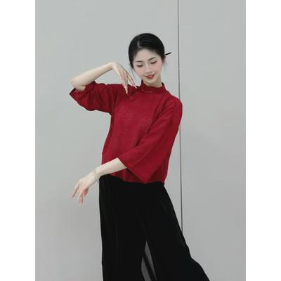 2025新型舞蹈服，民族风格古典舞表演服，旗袍上衣，舞蹈服，飘逸