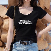 t恤女修身 半袖 2024夏季 打底衫 黑白色短袖 薄款 新款 时尚 T显瘦上衣内