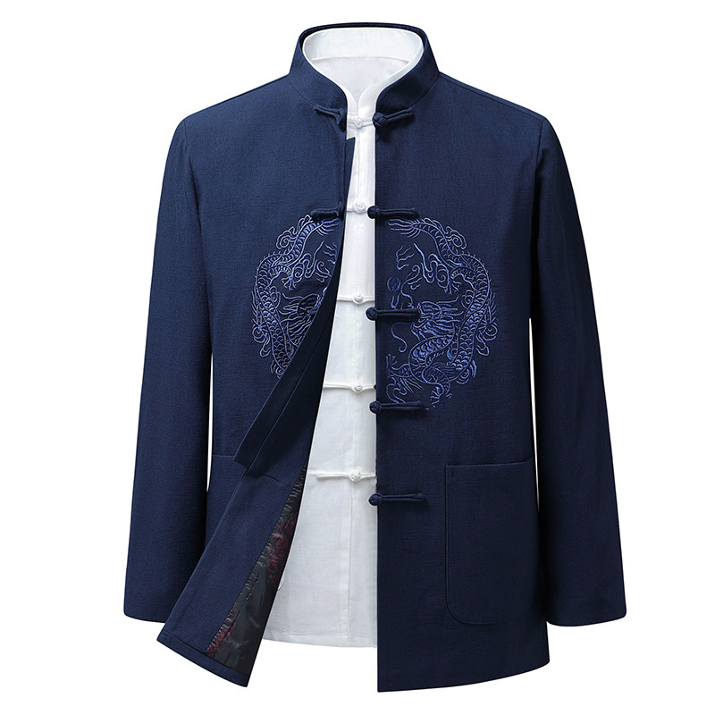 AUTUMN AND WINTER CHINESE STYLE HANFU MIDDLE-AGED AND ELDERLY TANG SUIT MEN THICKENING SPRING AND AUTUMN FATHER GRANDPA JACKET JACKET MENS CLOTHING