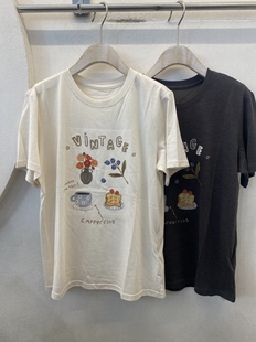 时尚 Sensitive 2026春季 新款 T恤女宽松显瘦上衣 百搭圆领短袖