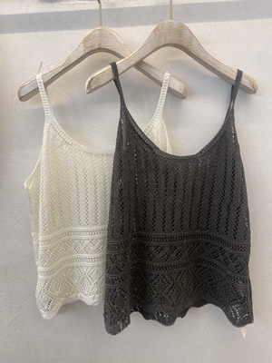 REALLY韩国进口2026春季新款时尚百搭镂空针织吊带背心女