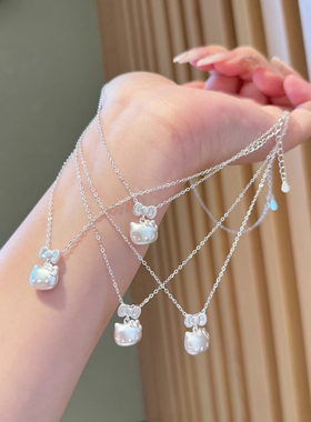 925纯银凯蒂猫项链hellokity猫可爱猫咪手链女孩礼物定制亲子儿童