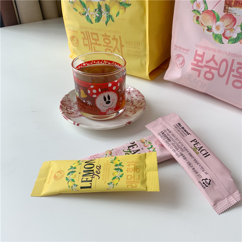 韩国进口零食 Nobrand经典柠檬 水蜜桃风味速溶红茶饮料冷热皆宜