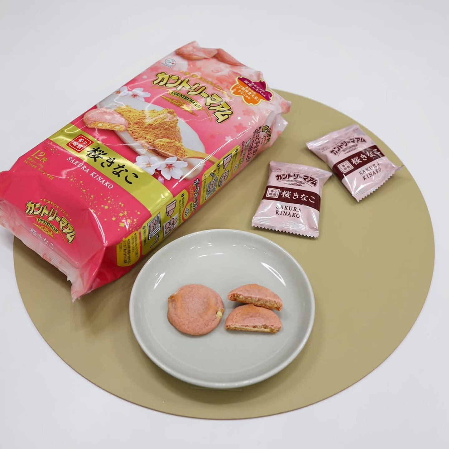 日本进口不二家限定樱花豆粉浓厚抹茶味曲奇饼干解馋零食下午茶